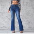 Factory Direct Foreign Trade European and American Cross-Border 2025 Spring New Women's Jeans: Slim Fit, Elegant Commuter Bootcut Jeans