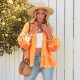 Factory direct sales of 2025 new cross-border European and American lapel, long-sleeved, retro, street style, ripped, raw-edge denim jacket for women.