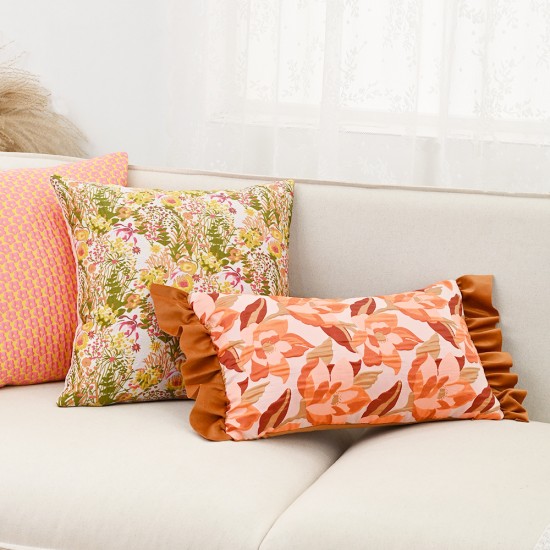 Cross-border Nordic ins retro American jacquard flower pillow, home decor for living room sofa model room cushions Cross-border Nordic ins retro American jacquard flower pillow, home decor for living room sofa model room cushions