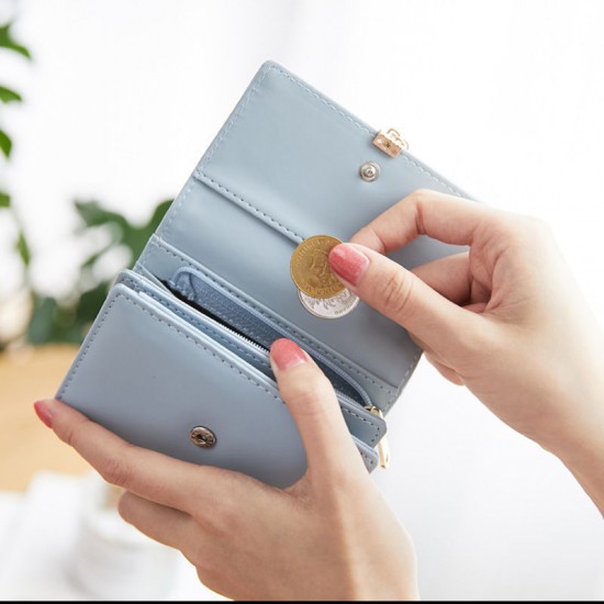 Factory Wholesale Cross-Border Women's Short Wallet, Student Fashionable and Simple, Korean Style, Tri-Folding Multifunctional Coin Purse and Wallet Factory Wholesale Cross-Border Women's Short Wallet, Student Fashionable and Simple, Korean Style, Tri-Folding Multifunctional Coin Purse and Wallet