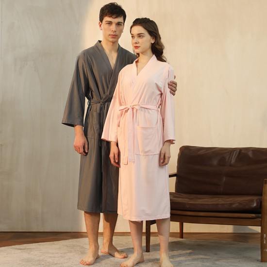 Summer Thin Absorbent Bathrobes for Women, Men's Plus-Size Waffle-Patterned Bathrobes for Hotels and Hot Springs Summer Thin Absorbent Bathrobes for Women, Men's Plus-Size Waffle-Patterned Bathrobes for Hotels and Hot Springs