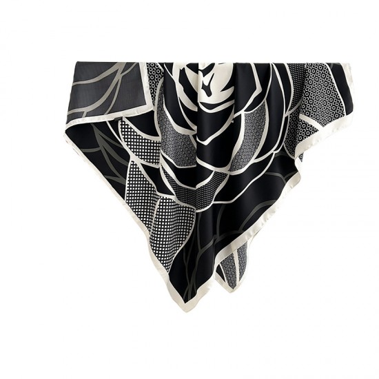 Korean-style women's luxury, trendy, creatively printed 90s square scarf, Chanel-style, retro, niche, elegant outerwear.