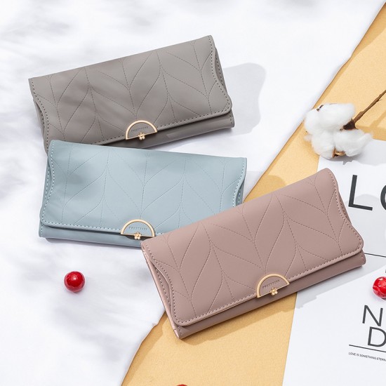Prettyzys/Pretty's new women's long wallet, a stylish, foldable, PU, ​​small, and fresh clutch.