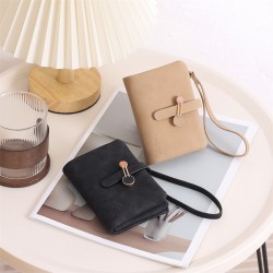 Lianbu new Japanese and Korean style, fresh and simple, zippered and clasp, short multifunctional card holder, handbag, student coin purse.