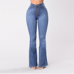 2025 factory direct European and American hot-selling women's jeans, slim-fitting high-waisted hip-lifting flared pants, ready for wholesale