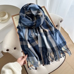 Contrast plaid scarves, women's winter atmospheric thickened warm faux cashmere shawls, Korean-style versatile 2025 new wholesale
