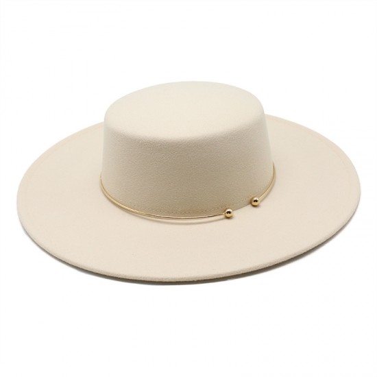 2021 autumn and winter new cross-border thickened men's and women's hat 10cm wide-brim wool felt flat-top hat