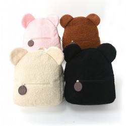 Foreign trade plush backpack, 2025 new, popular, stylish and casual, bear ear backpack, cartoon children's backpack