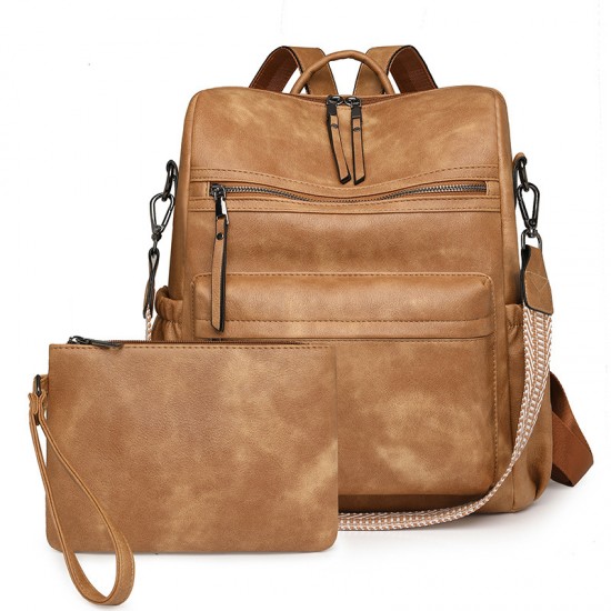 New retro bags, large-capacity, multifunctional women's backpacks, PU bags, wholesale women's bag sets New retro bags, large-capacity, multifunctional women's backpacks, PU bags, wholesale women's bag sets
