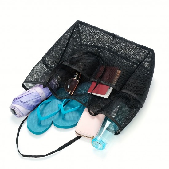 Amazon mesh single-shoulder tote bag, men's and women's beach bag, toiletry and swimwear storage bag