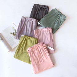 Adjustable modal maternity pajama pants. Spring, autumn, and summer belly support pants, high-waisted, thin, plus-size straight-leg loungewear.