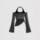 Cross-border European and American women's long-sleeved T-shirts. Contrast-color two-piece halter neck sweater, slimming and hot girl top. Cross-border European and American women's long-sleeved T-shirts. Contrast-color two-piece halter neck sweater, slimming and hot girl top.