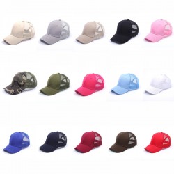New cross-border summer plain mesh baseball caps, solid-color mesh caps for men and women, and hip-hop caps.