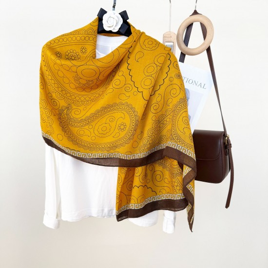 Korean retro cashew nut print personalized scarf for women, stylish and elegant travel accessory, cotton and linen long scarf Korean retro cashew nut print personalized scarf for women, stylish and elegant travel accessory, cotton and linen long scarf