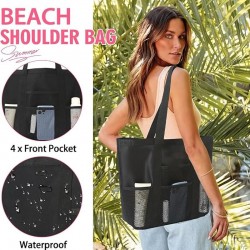 Portable beach bag, bath bag, foldable mesh beach bag, fitness and swimming bag, large-capacity portable bag