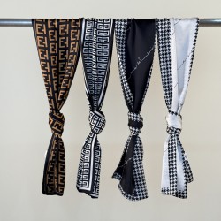 New Japanese and Korean summer simple houndstooth print small long scarves, multifunctional, fashionable decorative scarves, imitation silk ribbons.