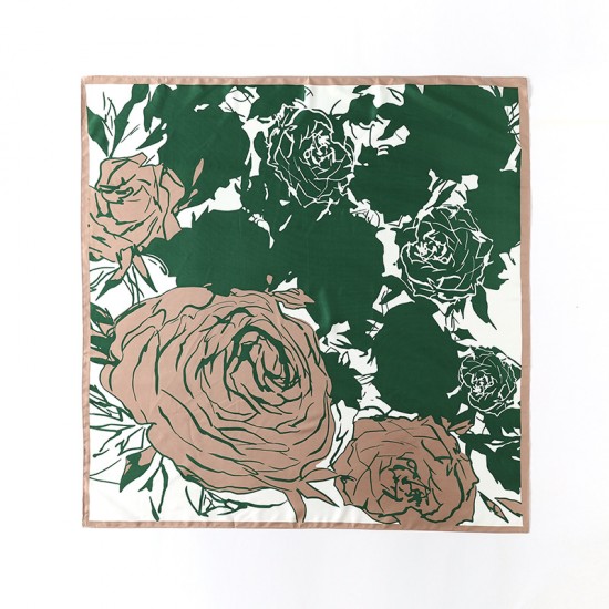 2025 Spring new imitation silk scarf for women, floral print decorative scarf, Korean style large square scarf, bag, silk scarf wholesale