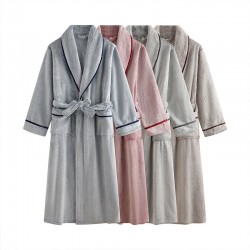 New absorbent nightgown for men, spring and autumn cool, thin couple's bathrobe, premium summer mid-length morning robe for women.