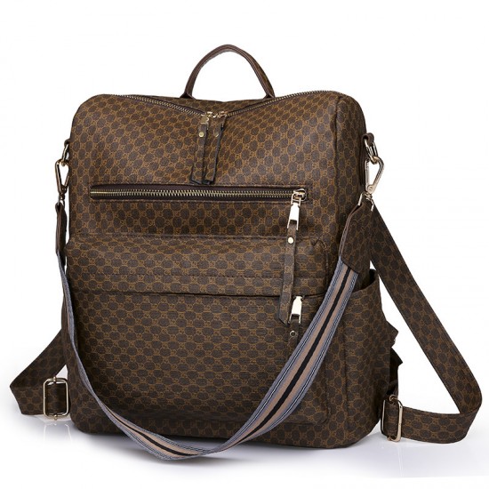 Cross-border women's casual retro large-capacity backpack, European and American retro PU backpack.