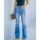 Factory direct sales: American-style flared women's stretch jeans, high-waisted, slimming, 2023 new foreign trade ripped jeans