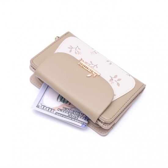 New cross-border women's wallet, cute printed, metal pendant, high-end, popular student medium-sized wallet, wallet, coin purse.