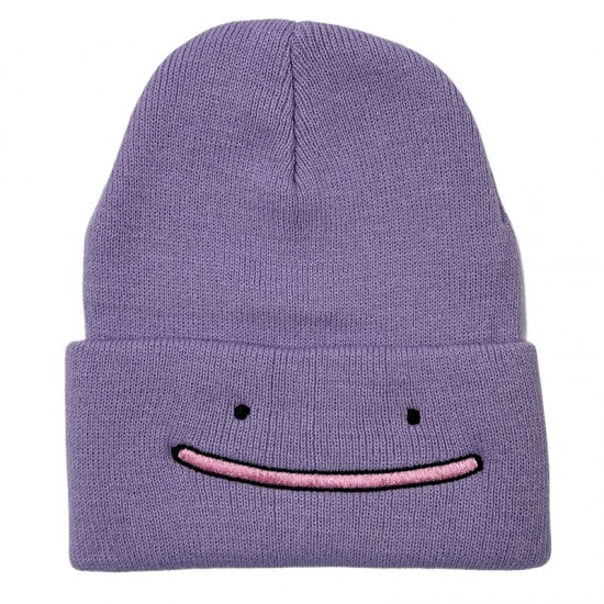 Cross-border Ditto Pokemon embroidered knitted hat, a warm, ear-protective, couple's beanie for women in autumn and winter. Cross-border Ditto Pokemon embroidered knitted hat, a warm, ear-protective, couple's beanie for women in autumn and winter.