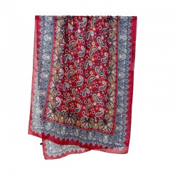 Ethnic cashew print long scarf for women, luxurious and versatile, classic pattern, sun protection silk scarf for travel