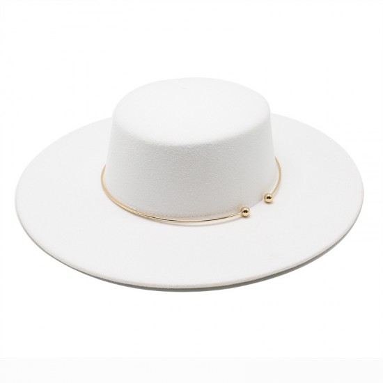 2021 autumn and winter new cross-border thickened men's and women's hat 10cm wide-brim wool felt flat-top hat