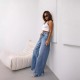 American retro straight-leg ripped jeans for women, European and American cross-border 2025 summer new wide-leg pants for foreign trade