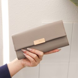 New cross-border long women's wallet, multifunctional Large-capacity, stylish, simple, solid-color clutches, in stock for wholesale.