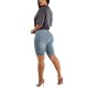 2025 new European and American cross-border high-waisted ripped denim shorts for women, stretchy, slim-fitting, hip-lifting cropped pants in stock
