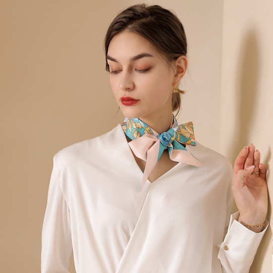 Long silk scarves for women, sweet, imitation silk print, ribbons for hairbands, elegant bags, ribbons, wholesale small silk scarves Long silk scarves for women, sweet, imitation silk print, ribbons for hairbands, elegant bags, ribbons, wholesale small silk scarves