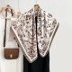French elegant spring and autumn retro, niche, floral print square scarves, trendy, high-end, sun-protective shawls