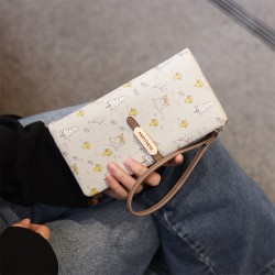 Factory-Supplied Wholesale Long Women's Wallets with Cute and Fresh Prints, Multifunctional Large Capacity